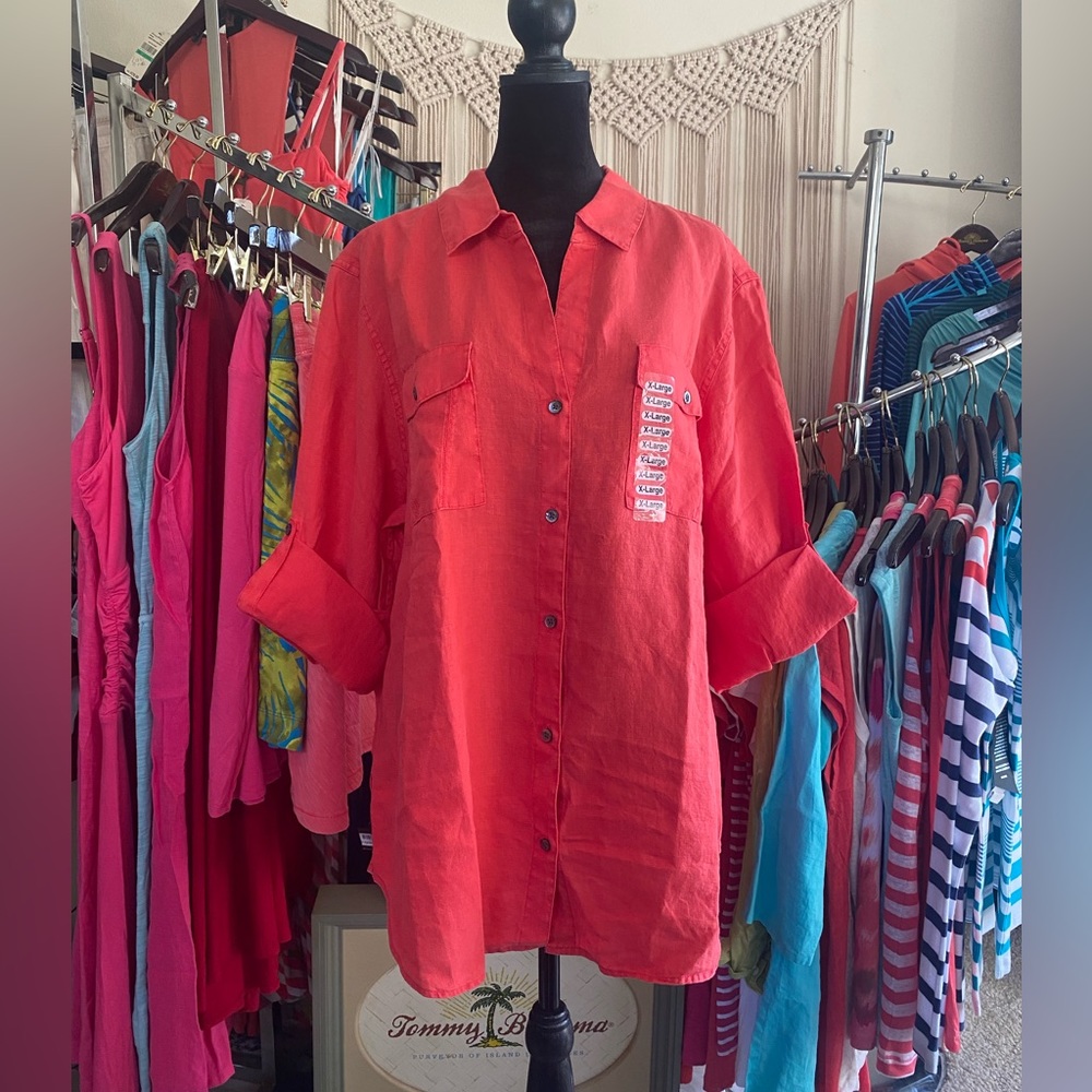 Tommy Bahama coral Two Palms Easy Shirt